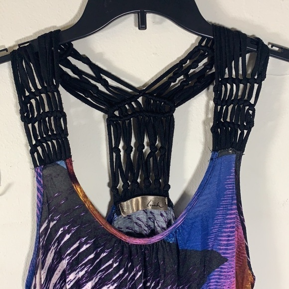 Lush racer back tank with black macrame straps S/M - Picture 3 of 6